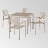 Cape Coral 5pc Aluminum & Tempered Glass Dining Set - Silver - Christopher Knight Home: Sleek Patio Set with Square Table - 2 of 4