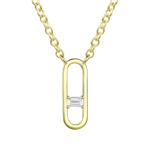 14K Gold Plated Modern Necklace with Baguette Cubic Zirconia – A Sleek and Stylish Design Featuring Elegant Baguette Stones for a Contemporary Touch - 1 of 3