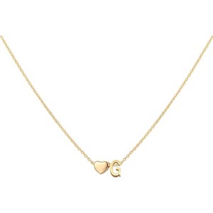 Personalized Heart Initial Necklace 18K Gold Plated Stainless Steel Gift - 1 of 4