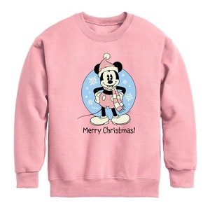 Boys' - Disney - Mickey Merry Christmas Graphic Long Sleeve Fleece Sweatshirt - 1 of 3