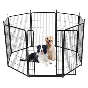 16/8-Panel Dog Playpen with Gate, 48" Tall Pet Exercise Pen for Medium Dogs, Outdoor Yard, RV & Camping Fence - 1 of 4