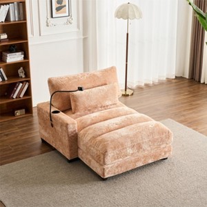 GDFStudio Rilara Modern Chenille Upholstered Recliner Chaise Lounge - 1 of 4