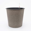 NAYSAYE 13 Inch Self Watering Wicker Planter for Indoor and Outdoor Garden and Patio Decor, Gray, 13.4"*13.4"*12.2" - 2 of 4