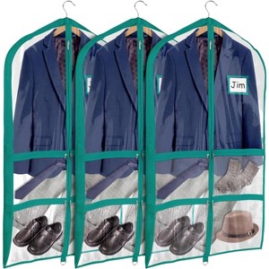 3 Pack 40" Clear PVC Dance Costume Bags, Upgraded with 4 Zipper Pockets & Large Back Pocket - 1 of 4