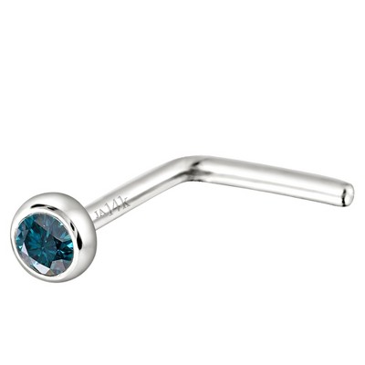 Jewelry Avalanche 22G 14K Gold Bezel-set Blue Diamond L-shape Nose Stud