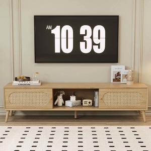 MAYEERTY TV Stand for TVs up to 80", Modern Framhouse Media Console, Entertainment Center with Solid Wood Legs for Living Room - 1 of 4