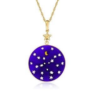 Ross-Simons Italian Blue Murano Glass Stars and Moon Pendant Necklace in 18kt Gold Over Sterling Size - 1 of 3