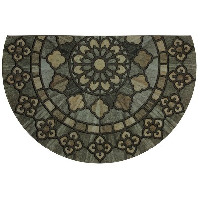 Photo 1 of **back of mat has 5-6" vertical tear***
23x35  Floral Half-circle Doormat Black - Mohawk