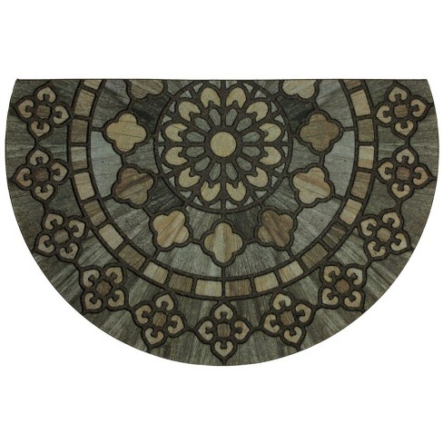 1'9x2'9 Floral Half-circle Doormat Black - Mohawk : Target