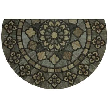 1'9"X2'9" Floral Half-circle Doormat Black - Mohawk