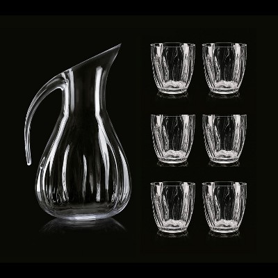 Guzzini Happy Hour Acrylic Pitcher and Tumbler 7-Piece Multi-Color Drink Set