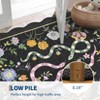 Floral Washable Scalloped Kitchen Rug, Modern Non-Slip Low-Pile Stain-Resistant Front Door Flower Rug, Animal Print Bathroom Entryway Rug - 4 of 4