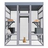 Angel Sar 70 Inch Outdoor Cat Enclosure with Waterproof Roof, Large Catio with 2 Houses & 7 Platforms, Rust-Proof Wire Pet Cage, Dark Grey - 2 of 4