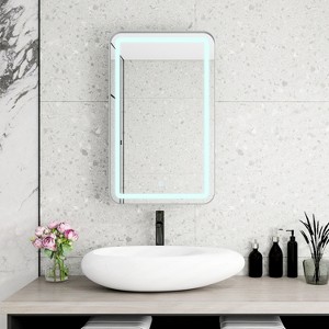 KTMBDW Rectangle Medicine Cabinet Mirror with LED, Wall Mounted Home Storage with 3 Storage Shelves, Mirrored Bathroom Wall Cabinet - 1 of 4