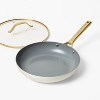 12" Nonstick Ceramic Coated Aluminum Frying Pan with Cover with Champagne Handle Cream - Figmint™ - 3 of 4