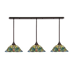 Toltec Lighting Any 3 - Light Chandelier in  Dark Granite with 19" Kaleidoscope Art Glass Shade - 1 of 1