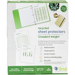 C-Line Recycled Poly Sheet Protectors, 8-1/2 x 11 Inches, Clear, Pack of 100 - 1 of 3