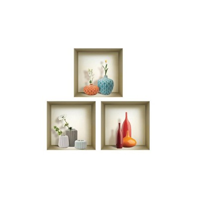 HomeRoots Set of Three Liv Faux Niche 3D Peel and Stick Wall Decals