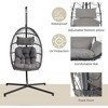Outdoor Egg Chair, Hanging Egg Chair With Standing Seat, Armrest Cushion, Backrest, Metal Frame, Garden Rattan Egg Swing Chair, Light Gray - 4 of 4