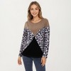 Anna-Kaci Women's Ribbed Knit Top with Leopard Print Contrast and V-Cut Design - 2 of 4