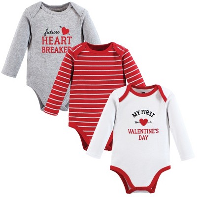 Hudson Baby Infant Boy Cotton Long-Sleeve Bodysuits, Valentine Heartbreaker, 3-6 Months