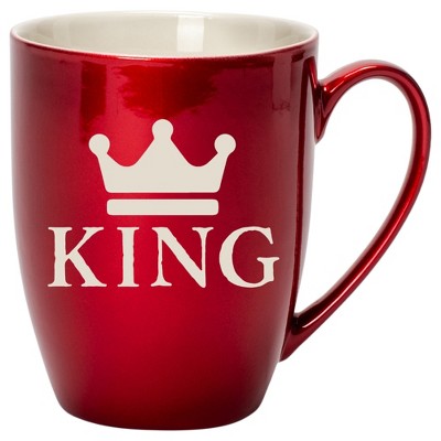 100 North Crown Royalty 10 Ounce Cardinal Red Metallic Finish, Comfortably Fits Your Hands, New Bone China Coffee Tea Cup Mug, King