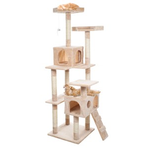 Pet Adobe Multilevel Cat Tree House Tower and Scratching Posts - Beige - 1 of 4