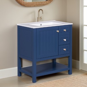 30" Bathroom Vanity with Sink Combo Set, Modern Solid Wood Frame Bathroom Storage Cabinet with 2 Drawers, Soft Closing Cabinet Door - Leovsnove - 1 of 4