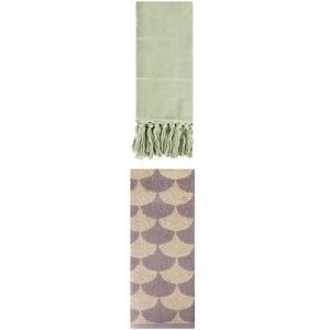 REGALWOVEN 2 Packs Cotton Geometric and Solid Absorbent Soft Hand Towel for Bathroom Kitchen - 1 of 4