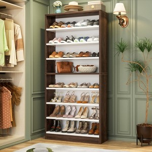 Aheaplus 9-Tier Wood Shoe Storage Cabinet (Holds 40-45 Pairs) - 1 of 4