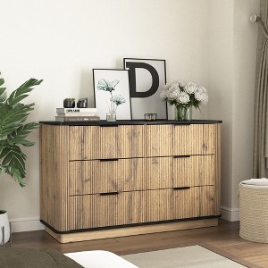 HDZNVF Modern Multi-functional 6 Drawer MDF Dressers, Natural - 1 of 4