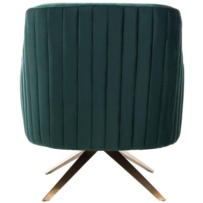 Emerald Velvet Swivel Arm Chair with Gold Brushed Base