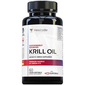 Krill Oil Antarctic Omega Softgels, EPA & DHA Omega-3 Supplement for Heart, Brain, & Joint Health, Vitauthority, 60ct - 1 of 1