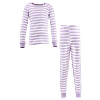 Hudson Baby Infant Girl Cotton Pajama Set, Lilac Stripe