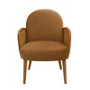 28.35" Velvet Mid-Century Accent Chair with Rattan Armrests and Rubberwood Legs - 3 of 4