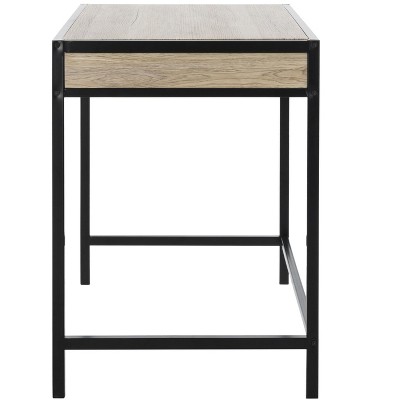 Alan Rustic Brown and Black Wood Corner Desk with Drawer