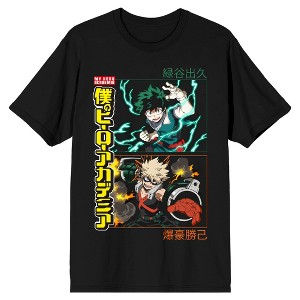 My Hero Academia Deku And Bakugo Crew Neck Short Sleeve Women's Black Crop T-shirt - 1 of 4