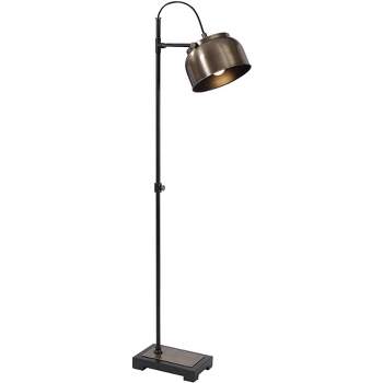 Uttermost Industrial Modern Arc Floor Lamp 62" Tall Plated Brass Aged Black Adjustable Dome Shade for Living Room Reading House
