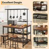 Kitchen Island with Storage Shelfs, Bakers Rack, 3 Tier Microwave Stand Shelf with 5 Hooks,Large Coffee Bar Table for Kitchen Dining Room Living Room - 4 of 4