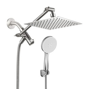 Cobbe Adjustable 8" High Pressure Dual Shower Head with 5-Spray Handheld Shower - 1 of 4