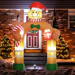 Whisen 9.2FT Christmas Inflatables Gingerbread Man Arch with White LED Lights, Blow-Up Outdoor Christmas Decorations - Brown - 1 of 4