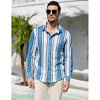 Men's Casual Striped Button Down Shirts Stretch Long Sleeve Vacation Beach Shirts - 2 of 4