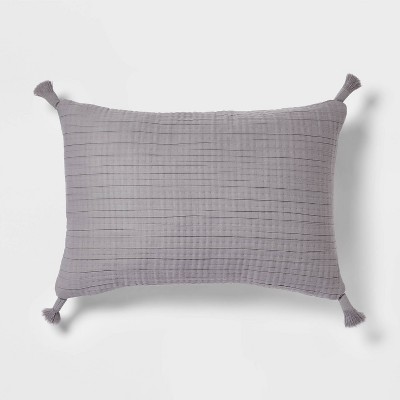 Oblong Double Cloth Decorative Throw Pillow Dark Gray - Threshold™