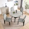 5 Piece Dining Table Set With Open Storage Shelf, Modern Round Dining Table With 4 Upholstered Chairs For Dining Room, Black White - 2 of 4