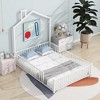 CAVINAS Twin/Full Size House Platform Bed Frame with Guardrail & Chimney,Metal Floor Bed for Kids Room,Bedroom - 3 of 4