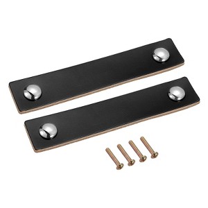 Unique Bargains Leather Door Drawer Cabinet Knobs and Pulls 2 Pcs - 1 of 4