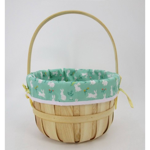 12" Chipwood with Liner Easter Basket Bunny and Flower Pattern - Spritz™ - image 1 of 3