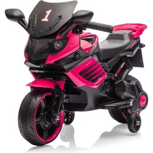 6V Kids Ride-On Motorcycle w/ Training Wheels & Treaded Tires - Working Headlight/Horn/Music, Stable Electric Toddler Bike Gift for Boys/Girls - 1 of 4