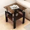 KTMBDW Modern Glass End Table Set of 2, 2-Tier Tempered Glass Top Corner Table for Living Room, Side Table with Metal Legs - 4 of 4