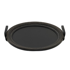 VIP Wood 15.5 in. Black Round Tray with Handle - 1 of 2